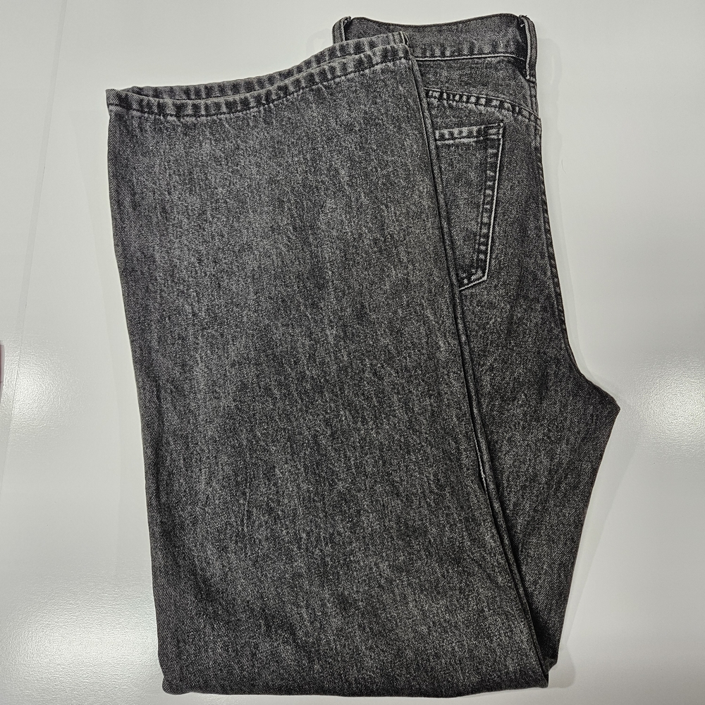 Oraije Paris High Waist Wide Leg Jeans Women's Size 26 Black Acid Wash‎